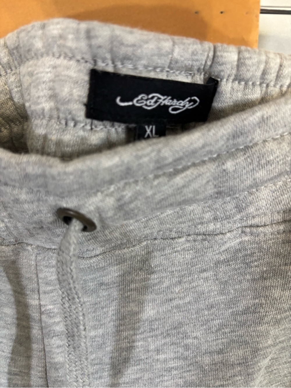 Ed Hardy Gray Track Joggers with Floral Graphic and Pink Logo - Picture 3 of 3